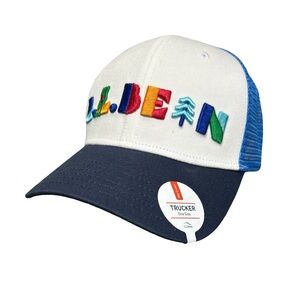 LL Bean Mesh Trucker Hat Cap Embroidered Snap Back National Park Foundation Blue